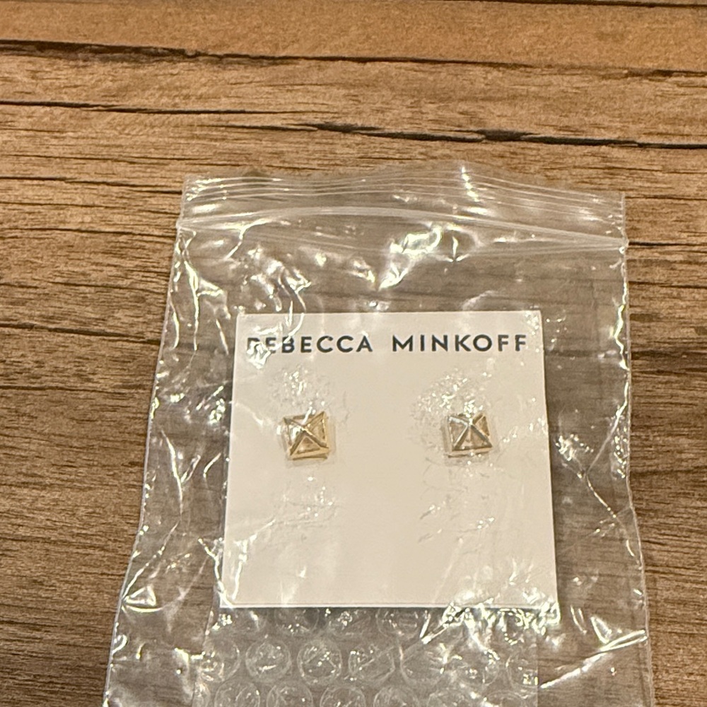 NEW Gold Rebecca Minkoff pyramid earrings